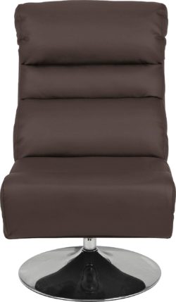 HOME - Costa - Leather Eff Swivel Chair and Footstool -Chocolate